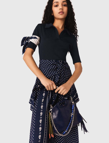 Bandana patterned mixed-material dress | Maje
