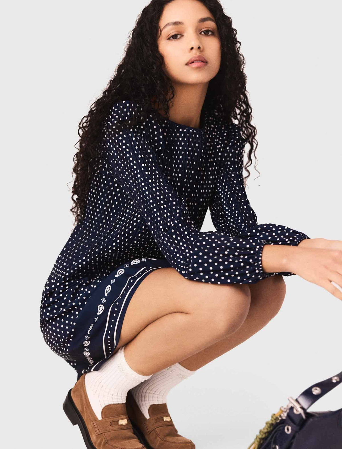 Bandana print pleated dress | Maje