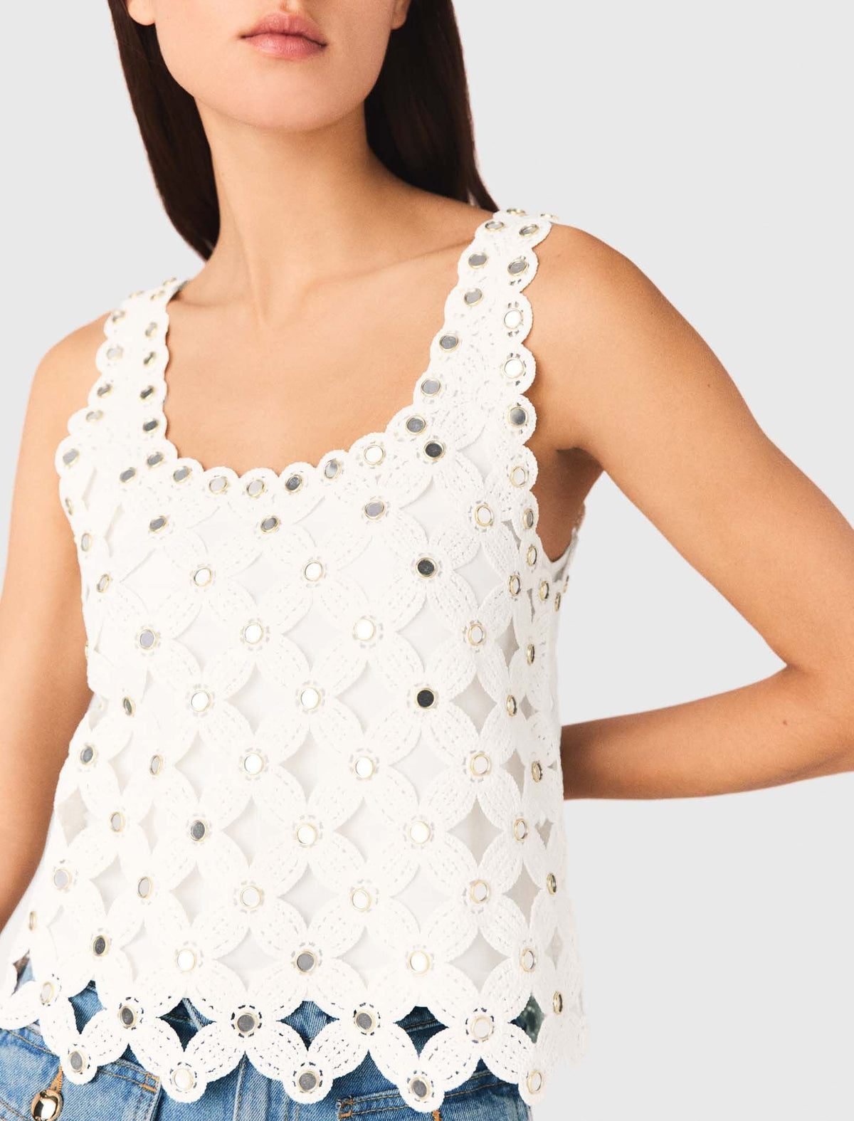 Mirrored crochet top | Maje