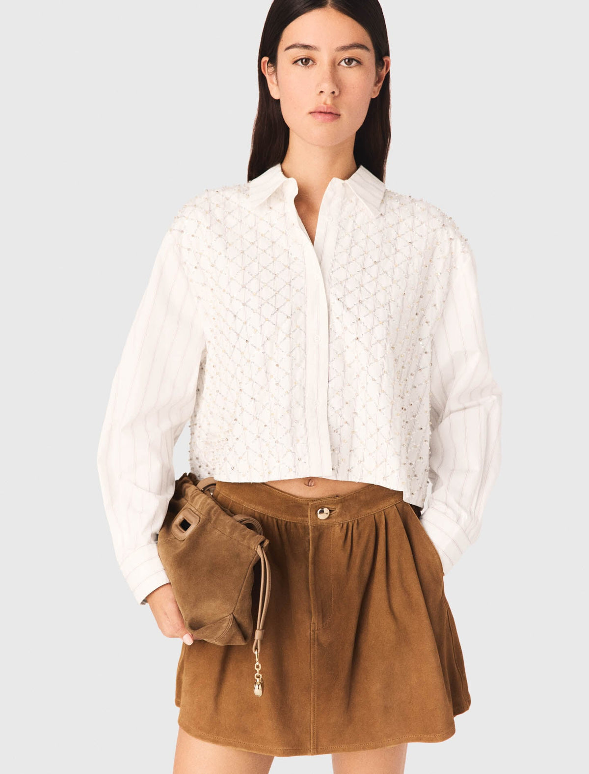 Beaded cropped shirt | Maje