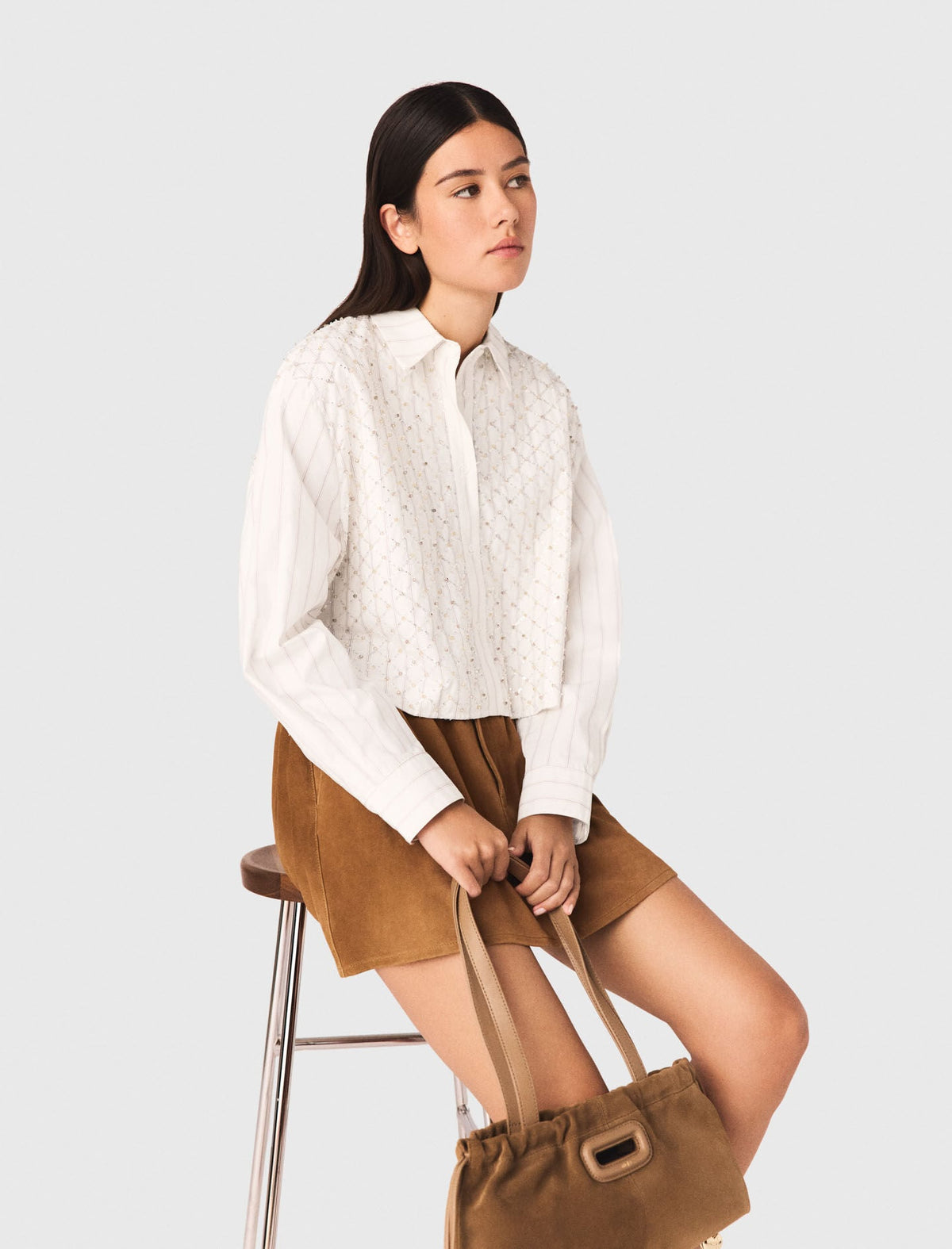 Beaded cropped shirt | Maje