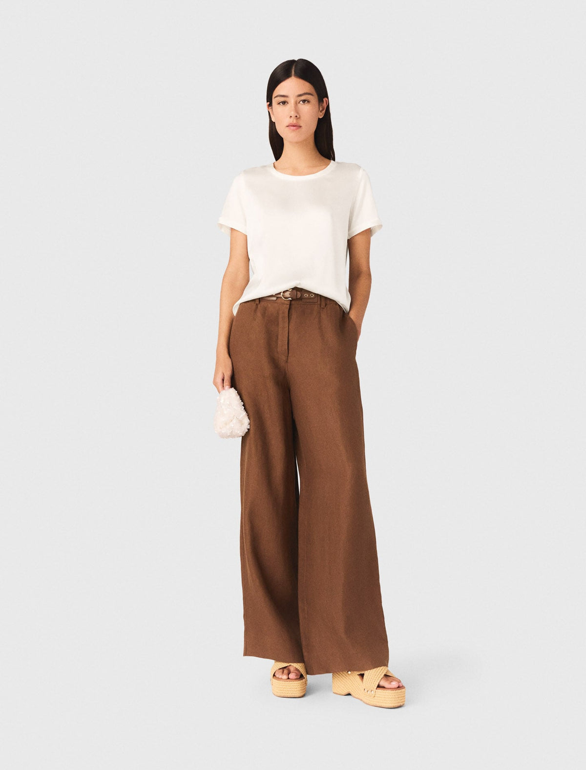 Short-sleeved silk top | Maje