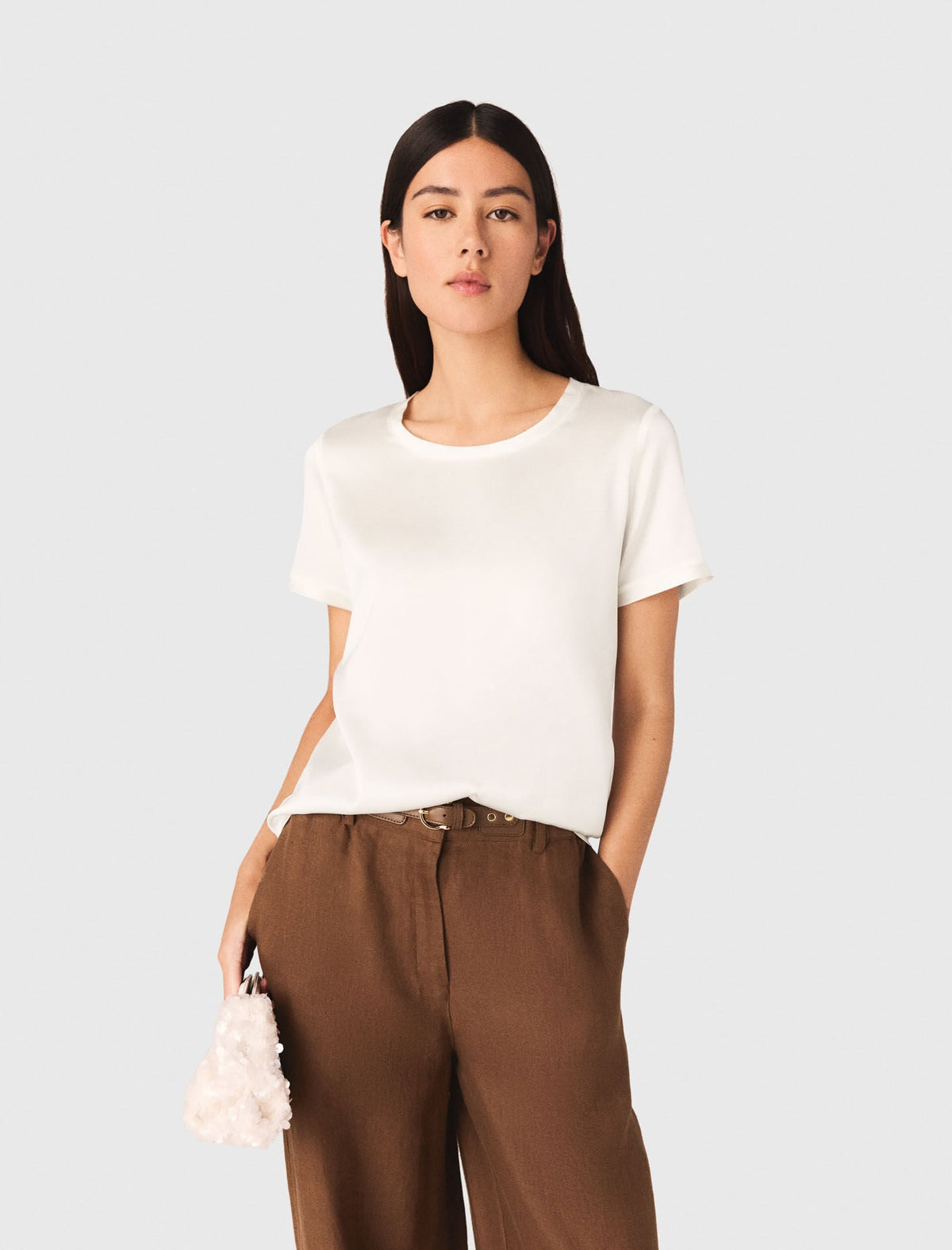 Short-sleeved silk top | Maje