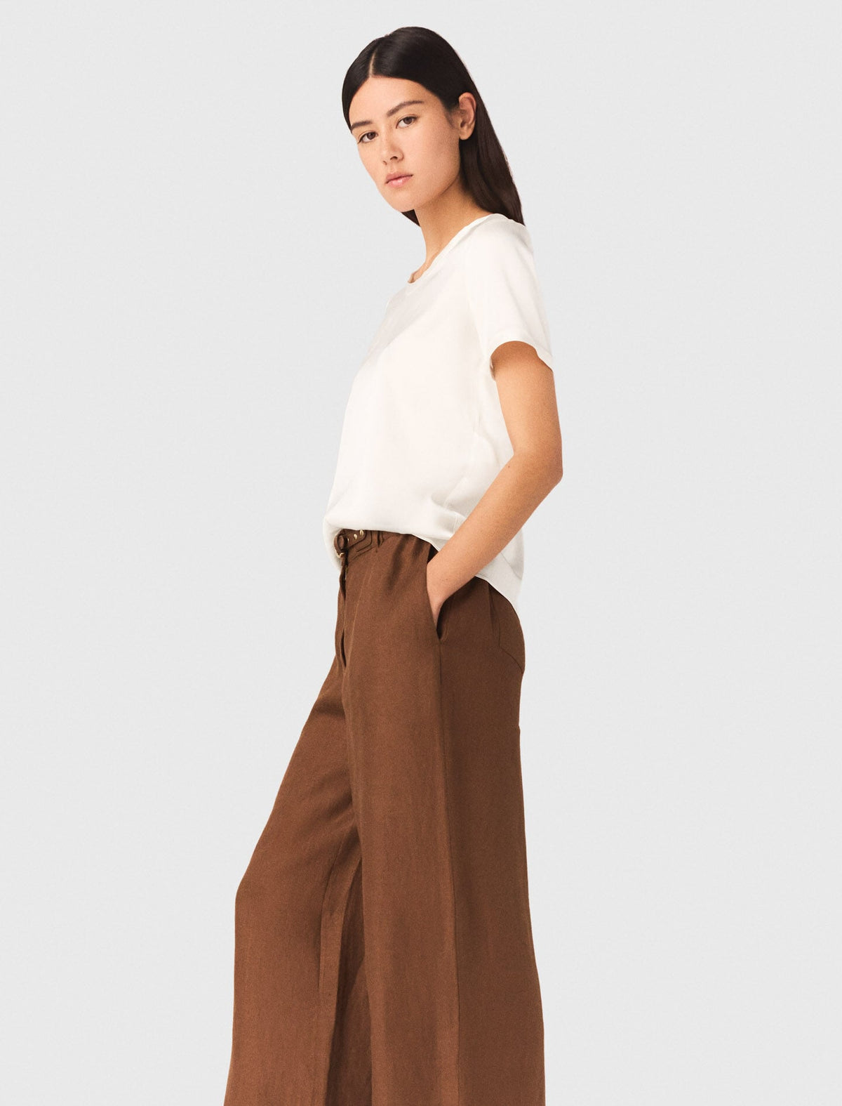 Short-sleeved silk top | Maje