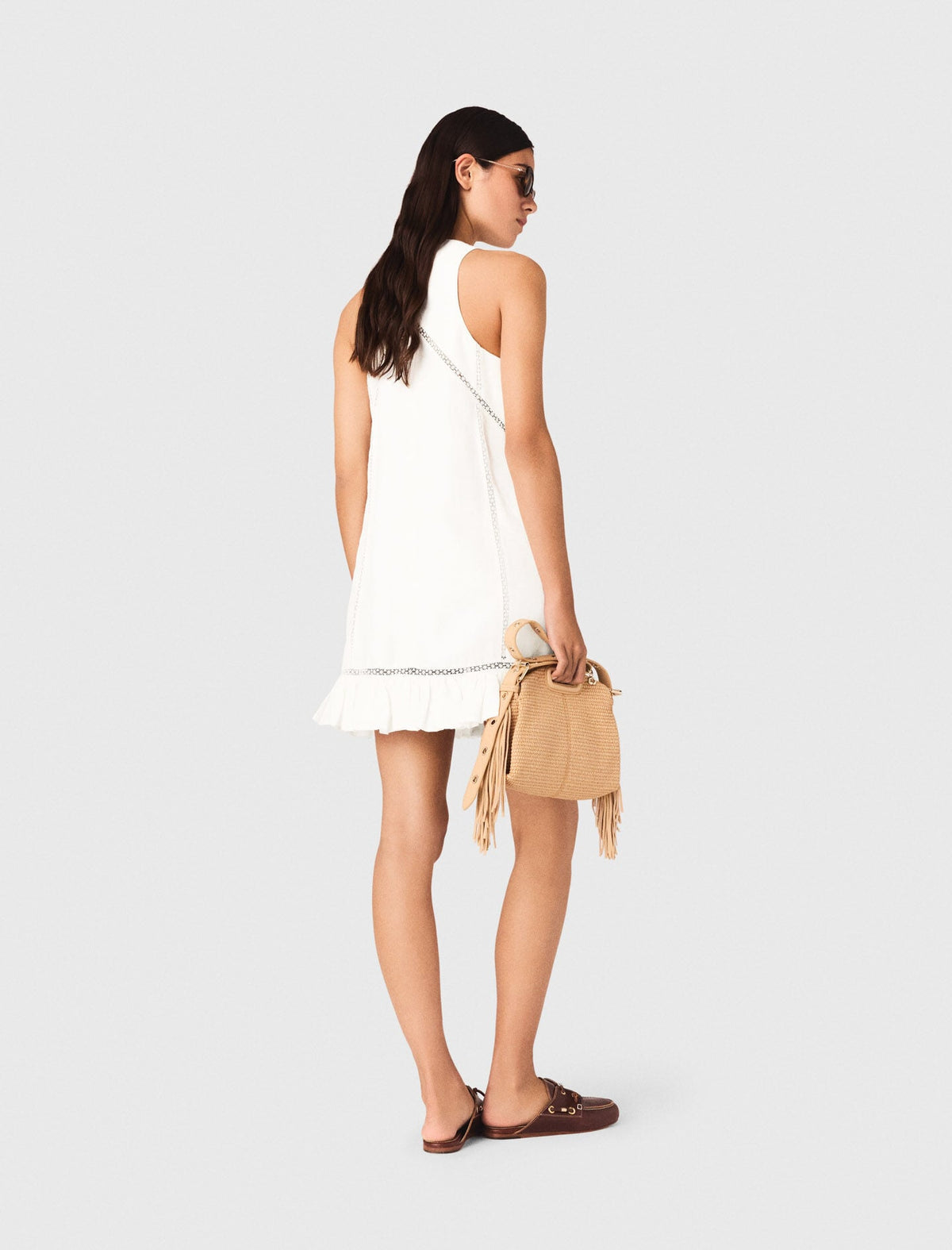 Embroidered linen-blend dress | Maje