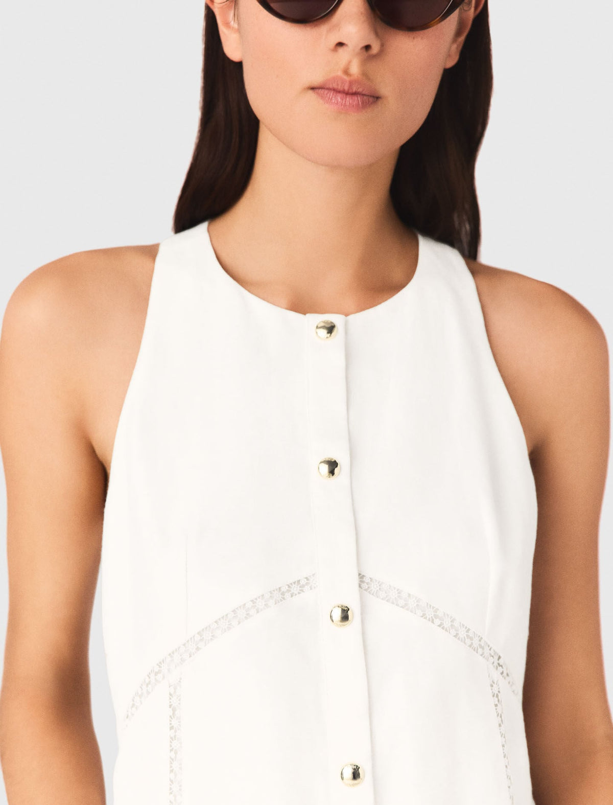 Embroidered linen-blend dress | Maje