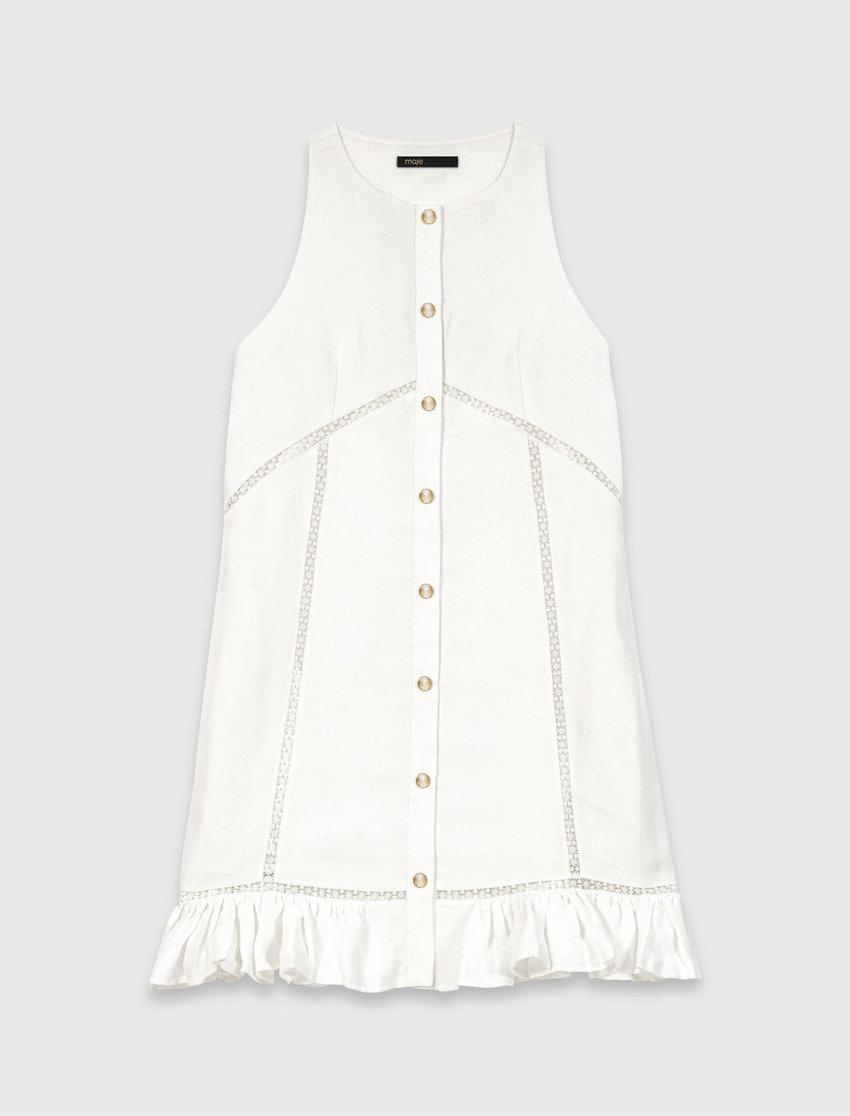 Embroidered linen-blend dress | Maje