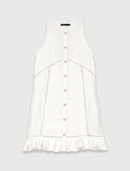 Embroidered linen-blend dress | Maje