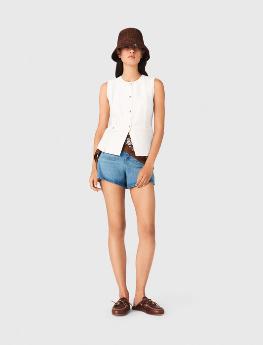 Embroidered linen-blend jacket | Maje