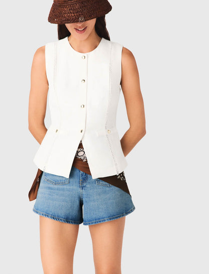 Embroidered linen-blend jacket | Maje