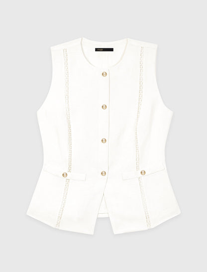 Embroidered linen-blend jacket | Maje