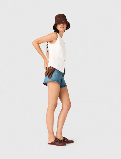 Embroidered linen-blend jacket | Maje
