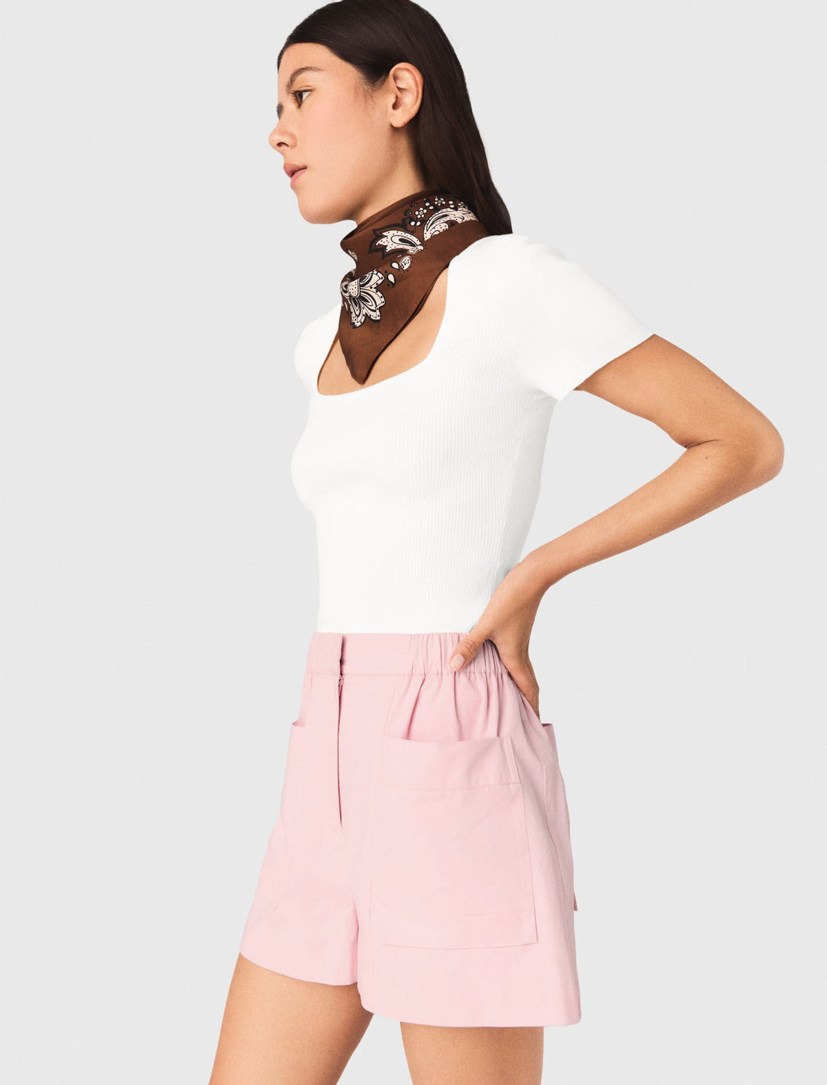 Square-neck ribbed sweater | Maje