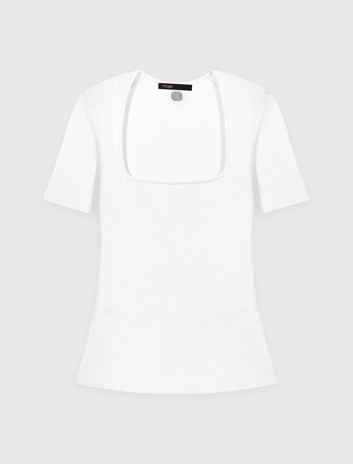 Square-neck ribbed sweater | Maje