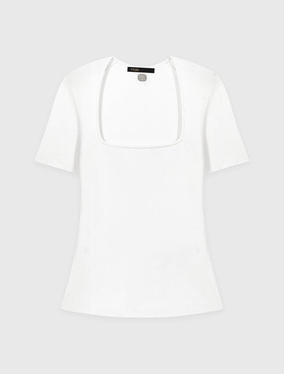 Square-neck ribbed sweater | Maje