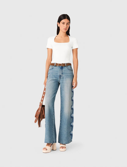 Floral embroidered wide-leg jeans | Maje