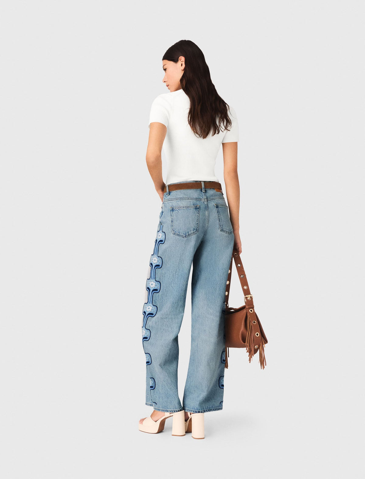 Floral embroidered wide-leg jeans | Maje