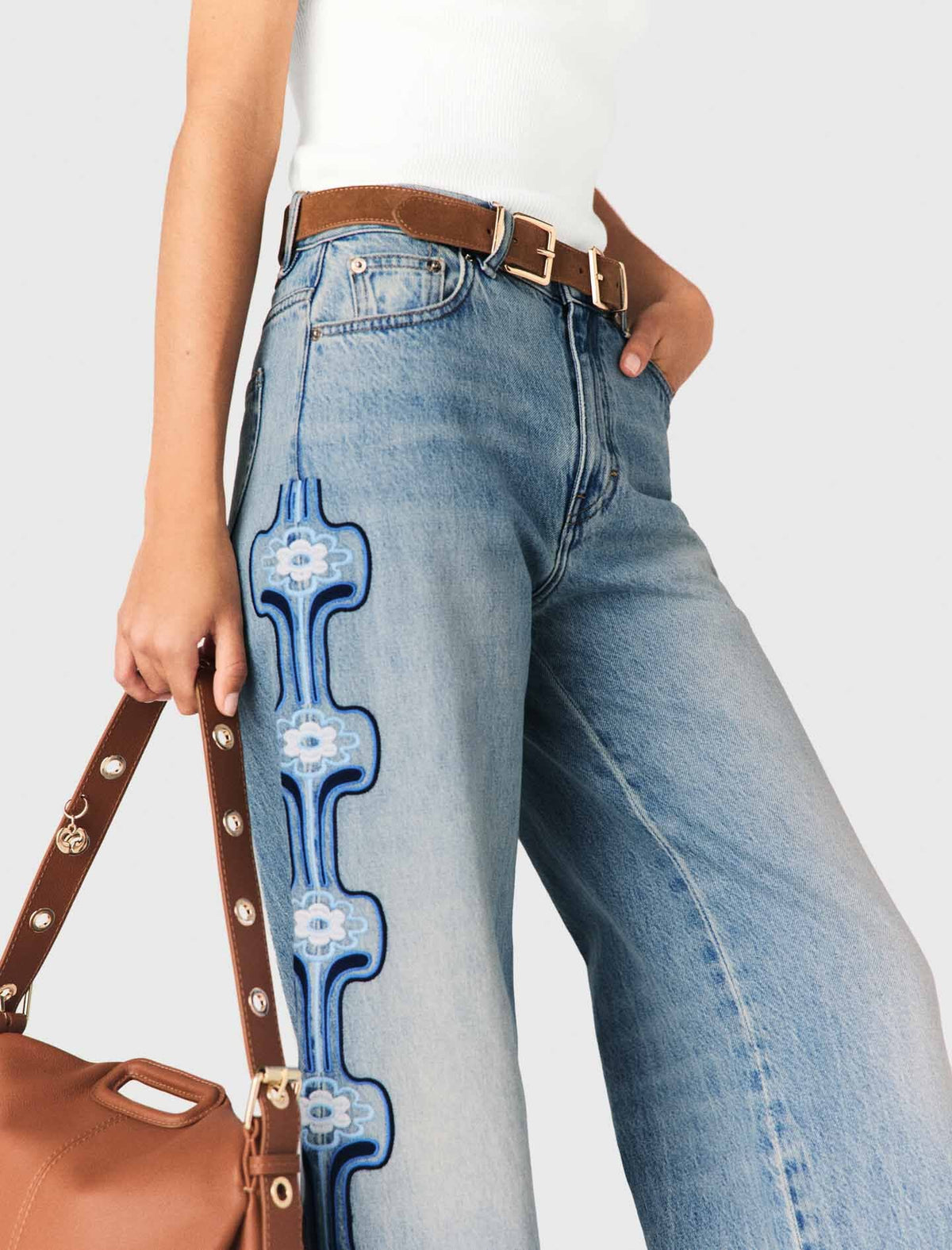 Floral embroidered wide-leg jeans | Maje
