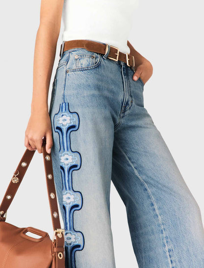 Floral embroidered wide-leg jeans | Maje