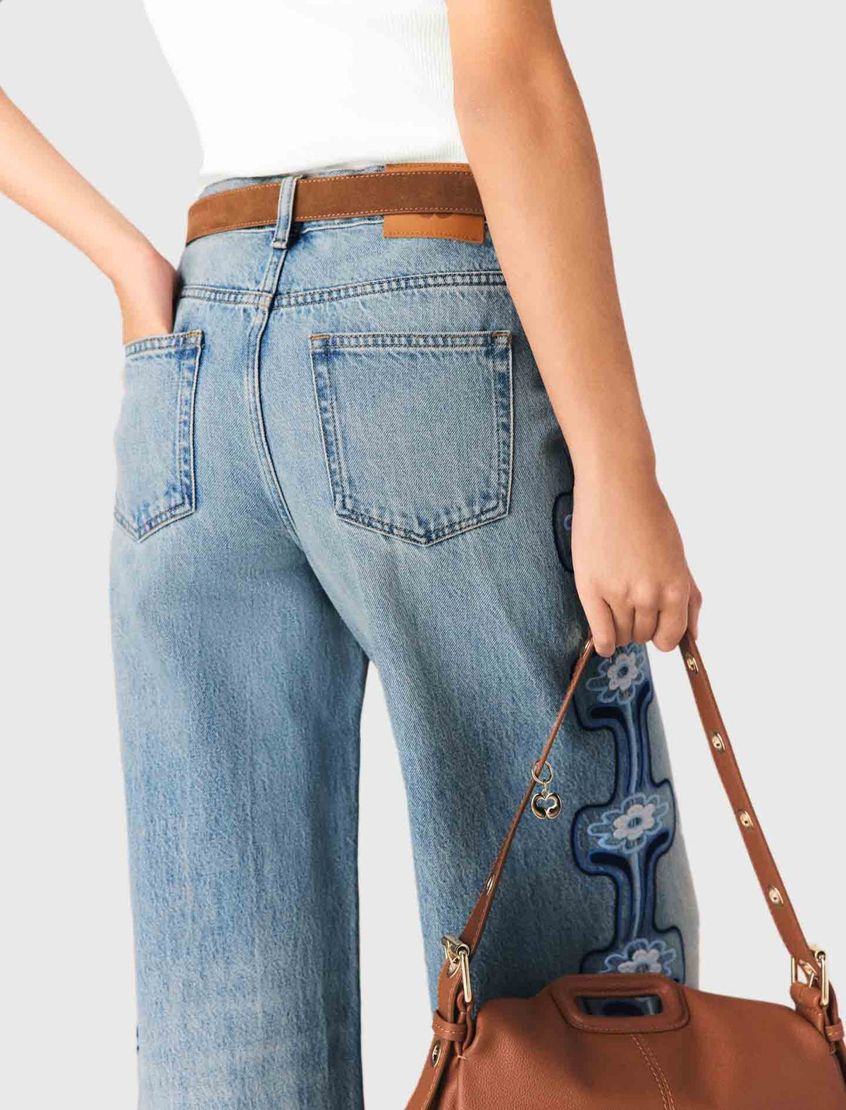 Floral embroidered wide-leg jeans | Maje