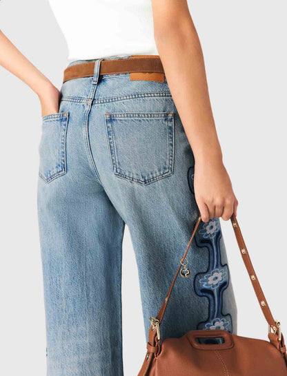 Floral embroidered wide-leg jeans | Maje