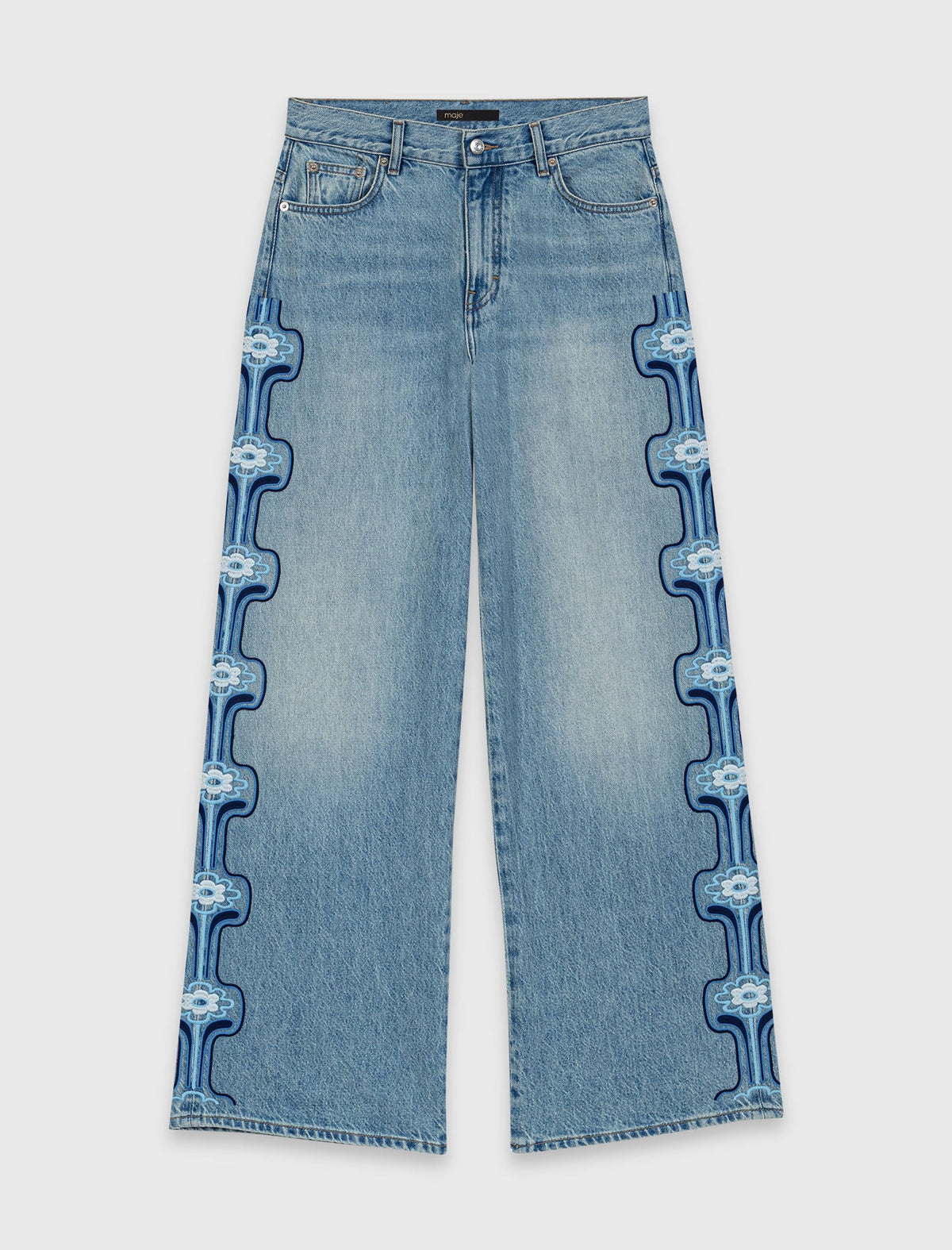 Floral embroidered wide-leg jeans | Maje
