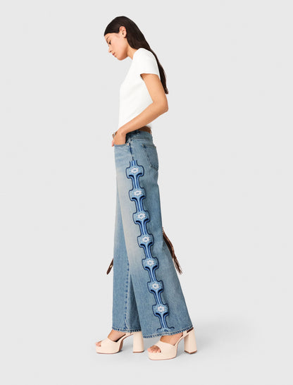 Floral embroidered wide-leg jeans | Maje