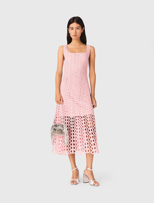 Rhinestone crochet midi dress | Maje