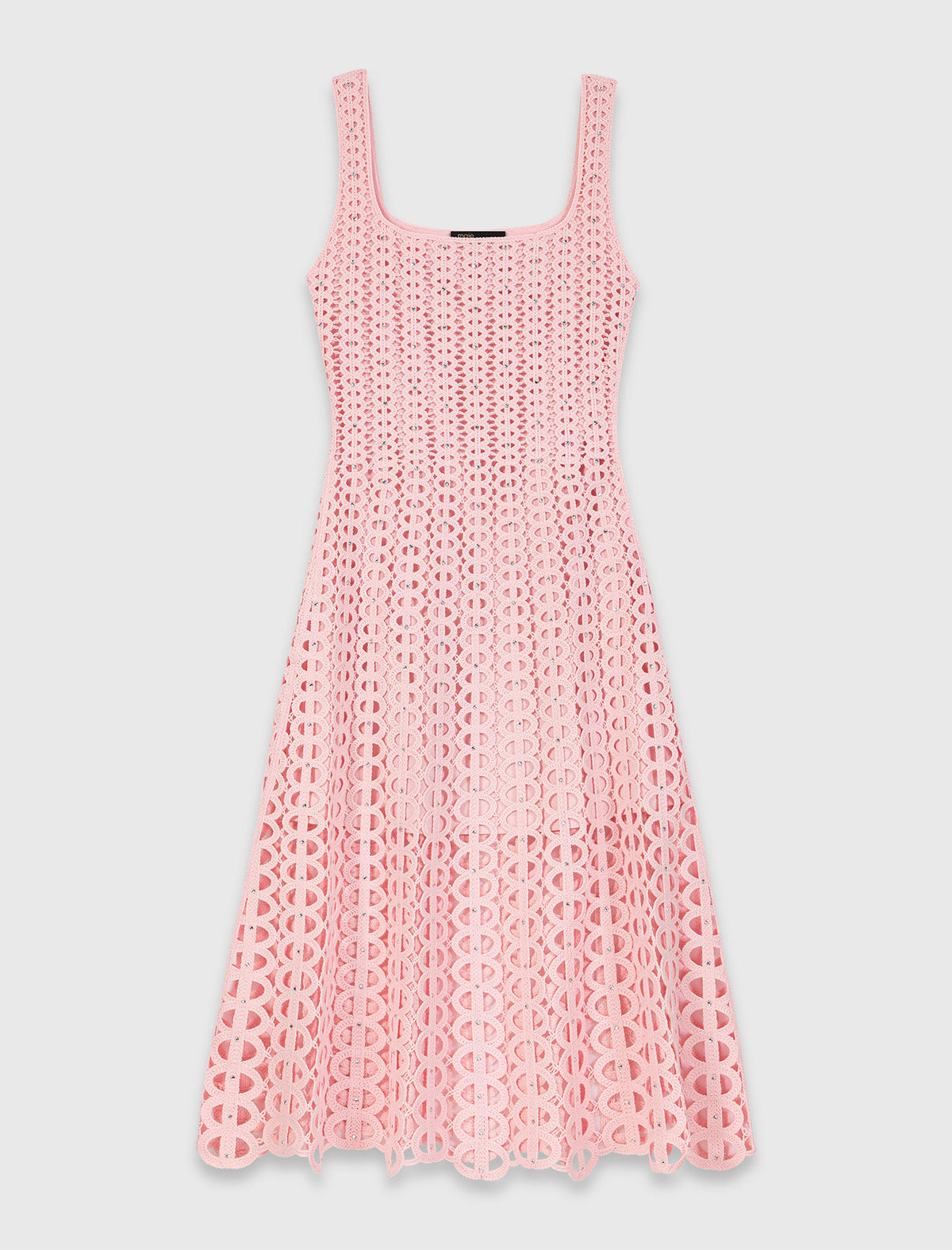 Rhinestone crochet midi dress | Maje
