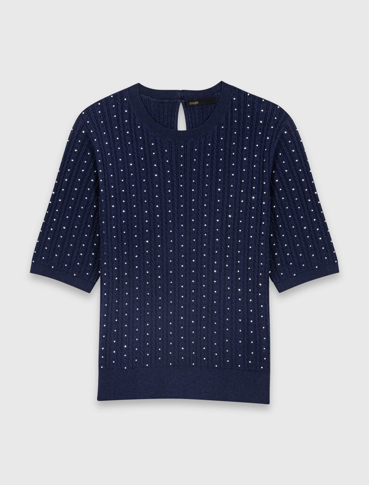 Round-neck rhinestone sweater | Maje