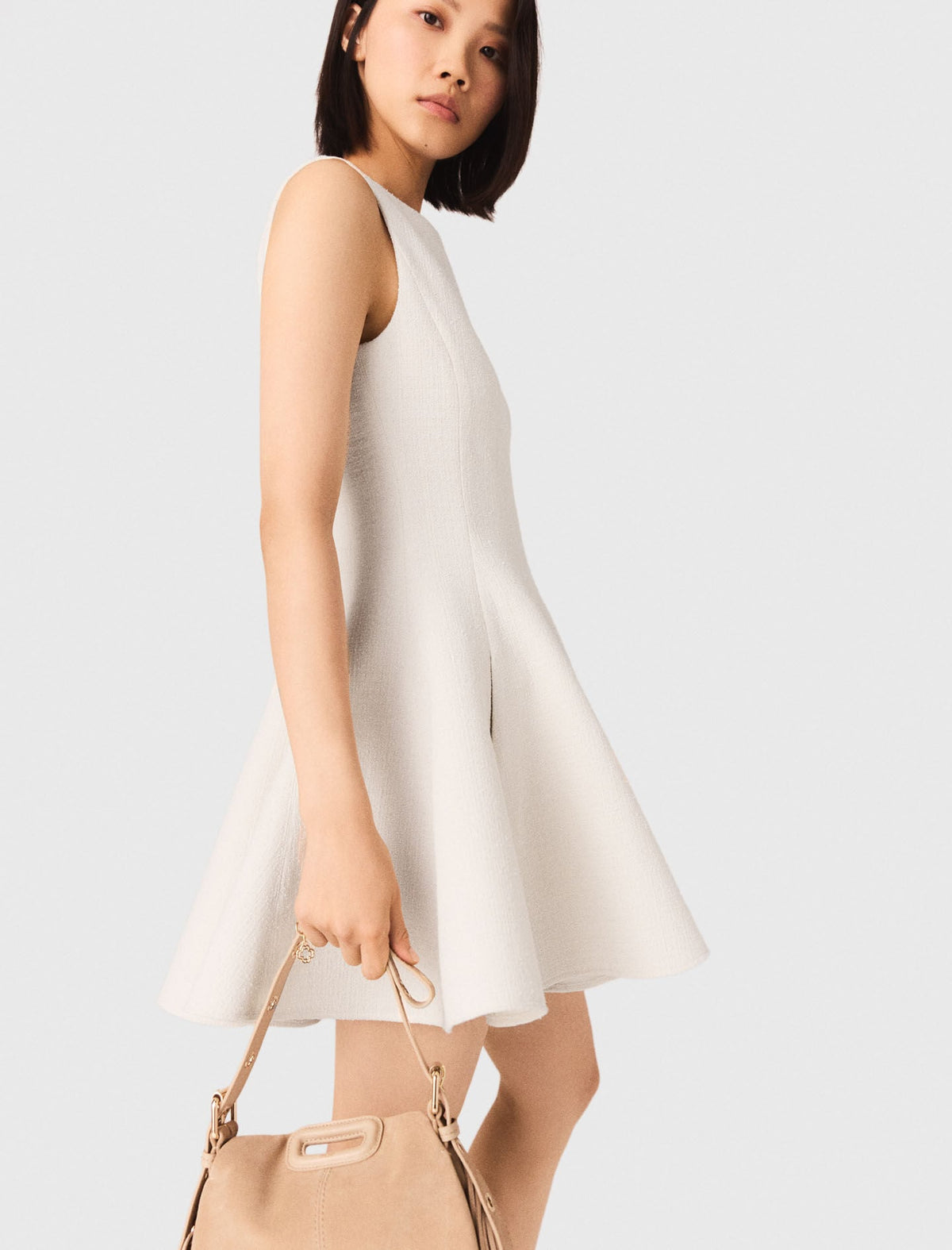 Short flared tweed dress | Maje