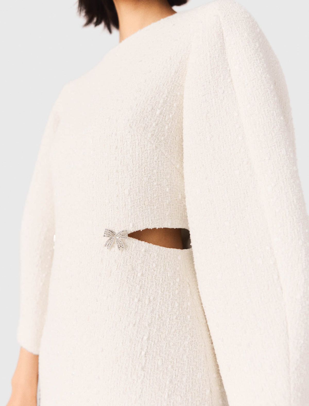Short balloon-sleeve tweed dress | Maje