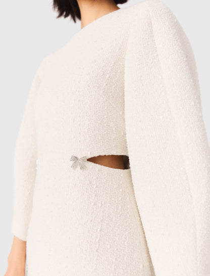 Short balloon-sleeve tweed dress | Maje