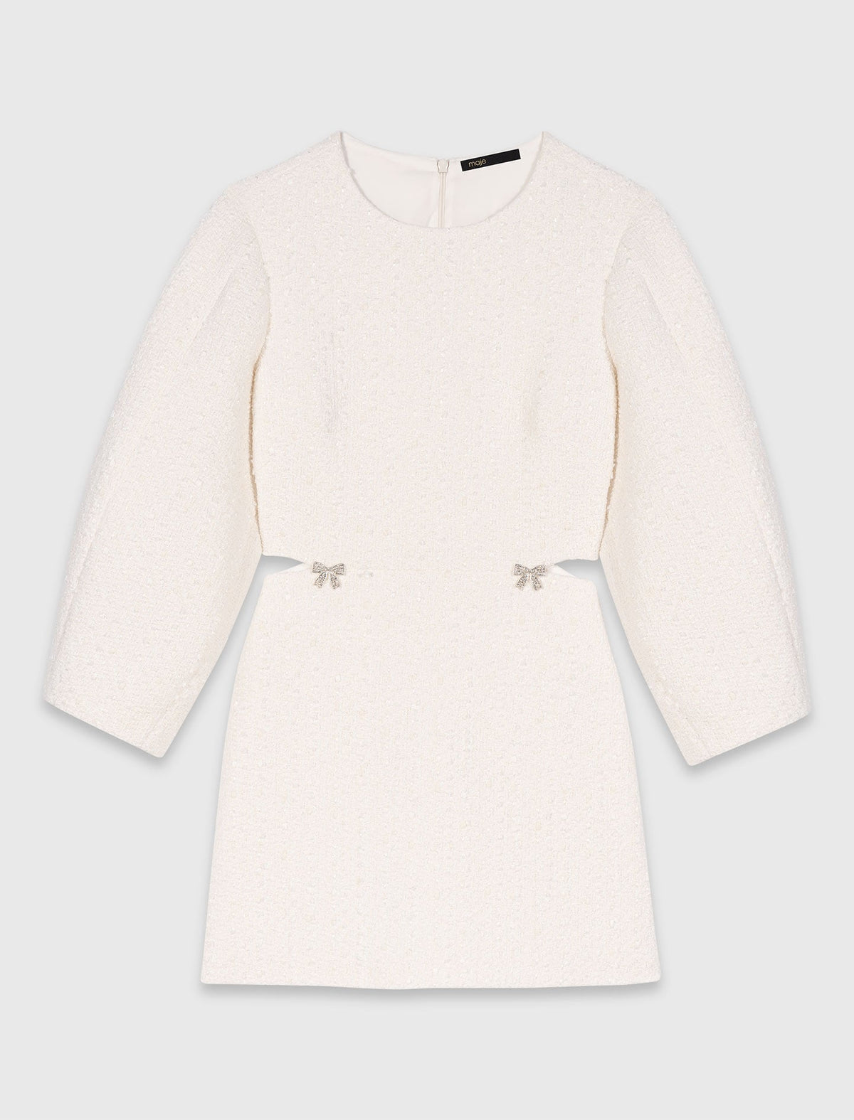 Short balloon-sleeve tweed dress | Maje