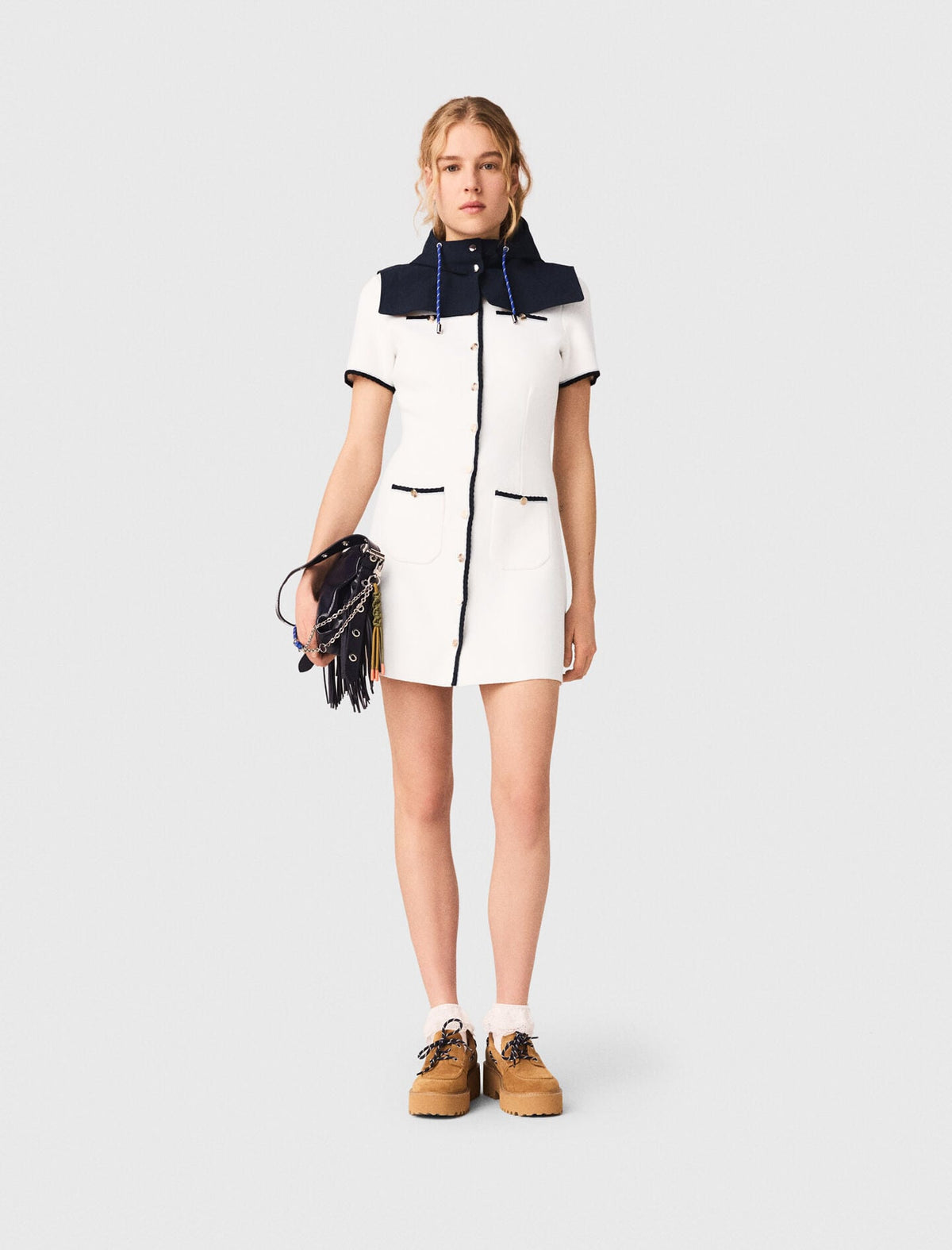 Short dress with contrasting trim | Maje