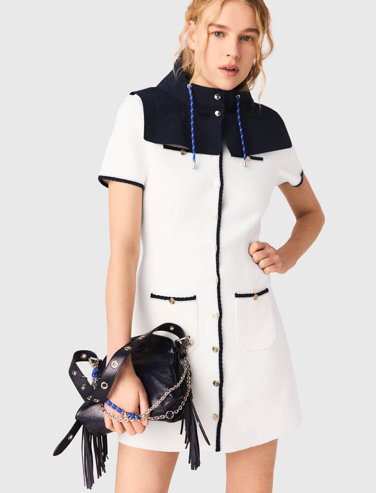 Short dress with contrasting trim | Maje