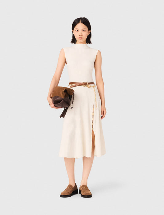 Ribbed dress with side slit | Maje