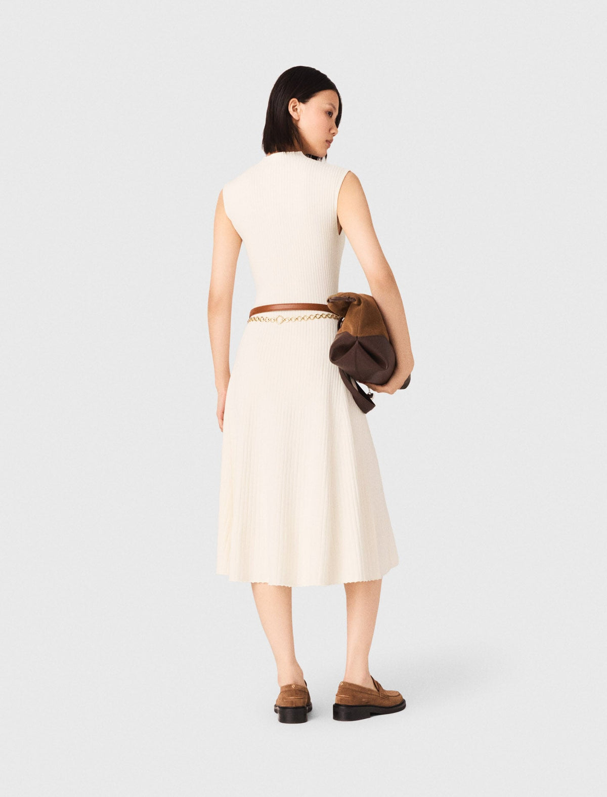 Ribbed dress with side slit | Maje