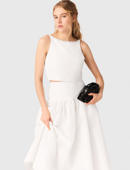 Jewelled collar taffeta crop top | Maje