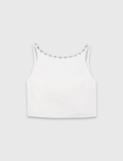 Jewelled collar taffeta crop top | Maje
