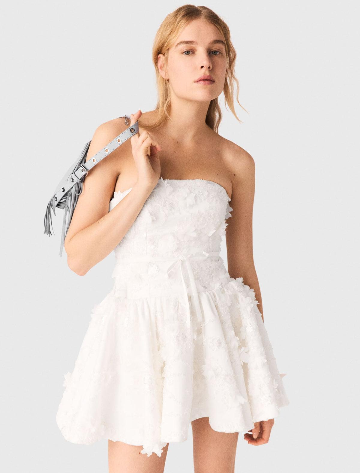 Short embroidered bustier dress | Maje