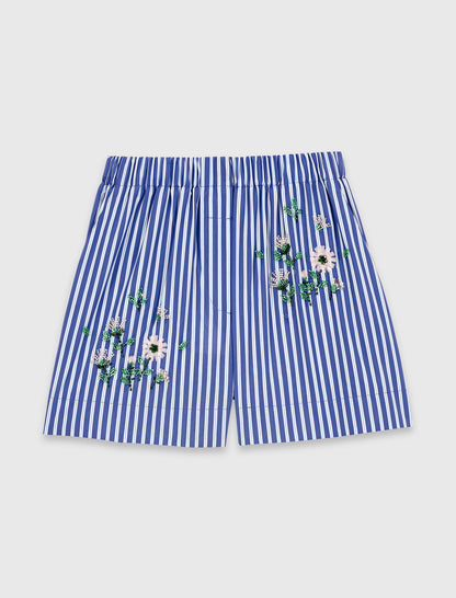 Embroidered striped cotton shorts | Maje