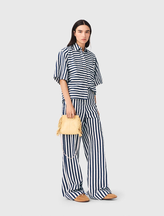 Cropped linen-blend shirt | Maje