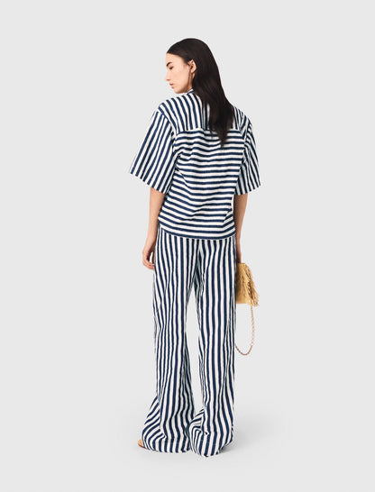 Cropped linen-blend shirt | Maje