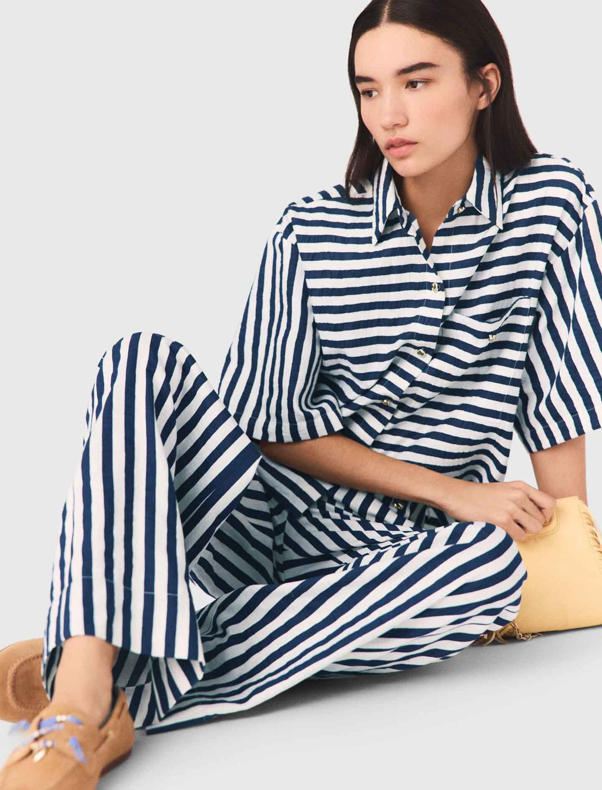 Cropped linen-blend shirt | Maje