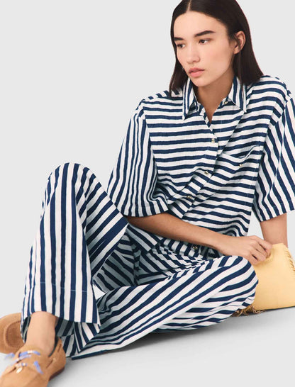 Cropped linen-blend shirt | Maje