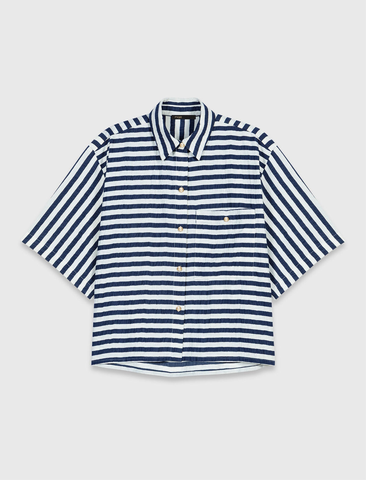 Cropped linen-blend shirt | Maje