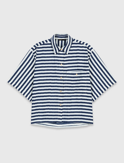 Cropped linen-blend shirt | Maje