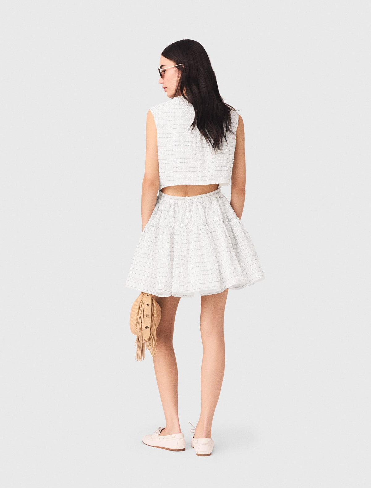 Short flared open-back dress | Maje
