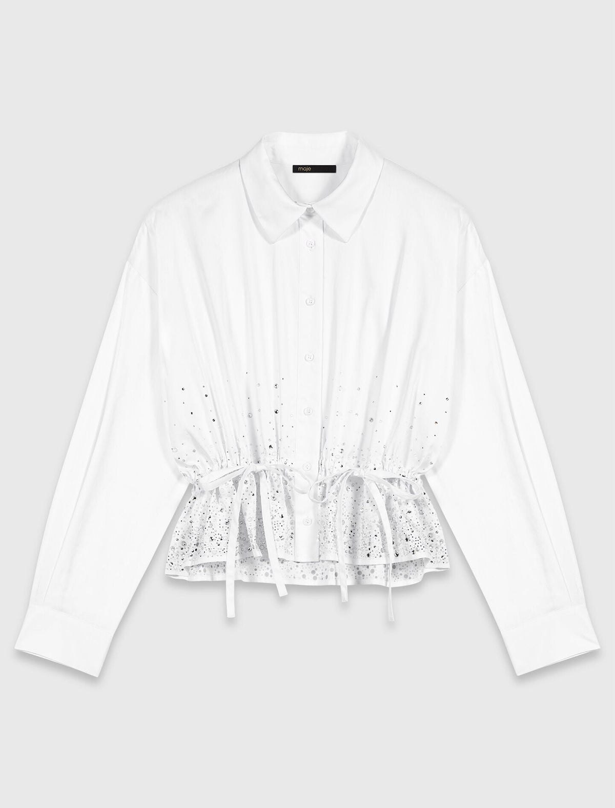 Cotton shirt with rhinestones | Maje